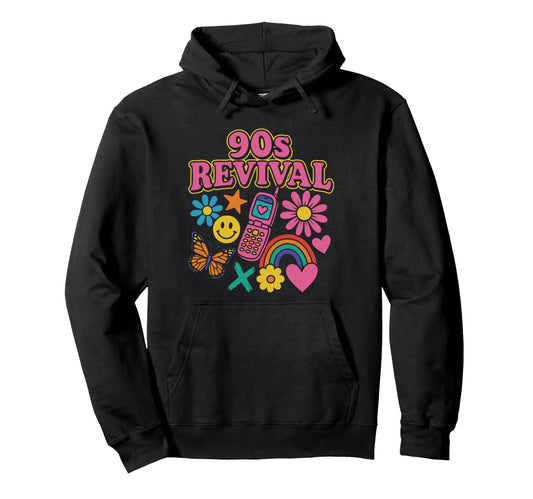 Y2K 90S Revival Nostalgia Rainbow Hoodie - Custom Art Print for Adults - T-Shirt, Sweatshirt, Hoodie
