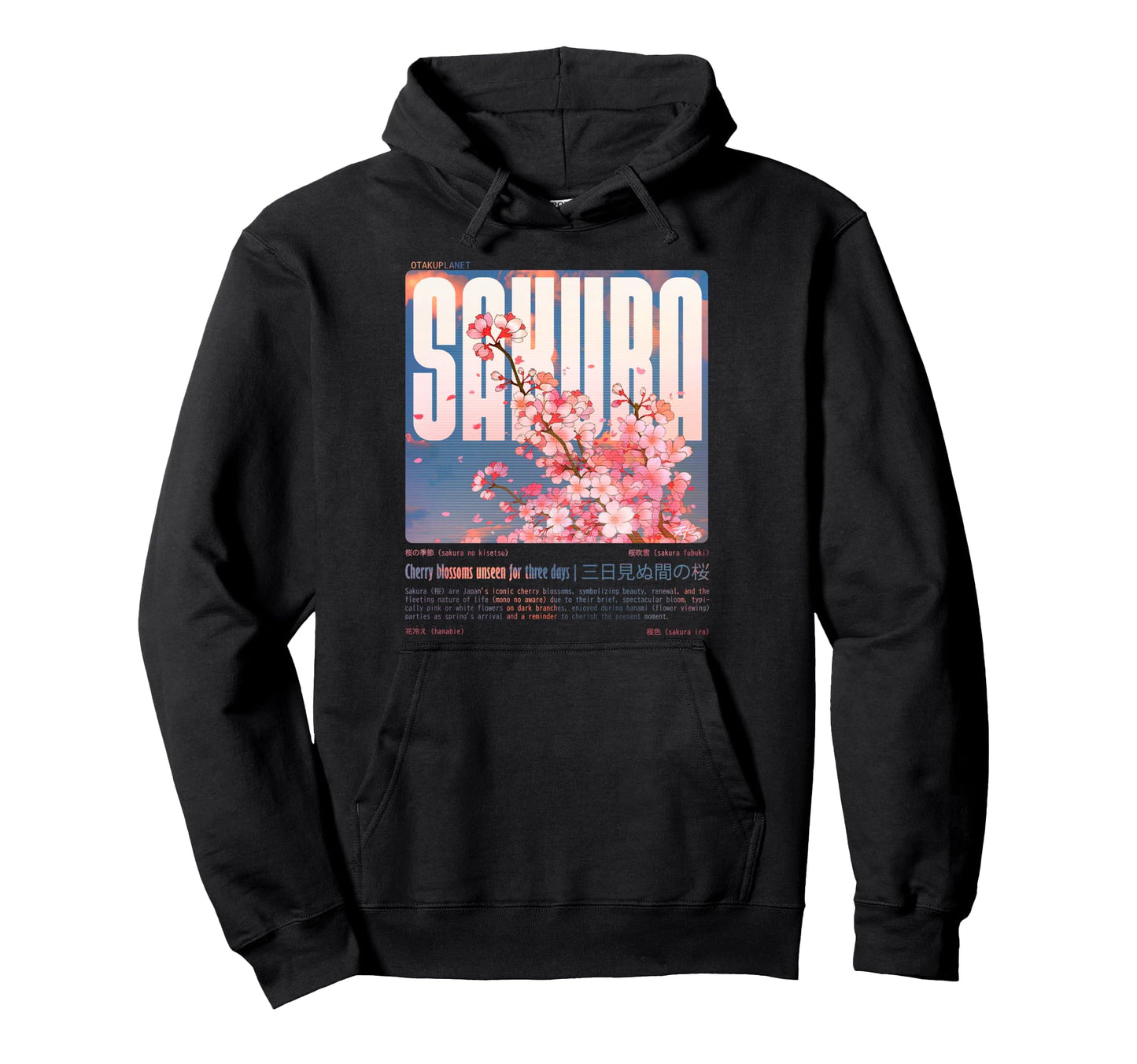 Japanese Sakura Cherry Blossom Vaporwave Hoodie - Novelty Apparel Unisex - T-Shirt, Sweatshirt, Hoodie