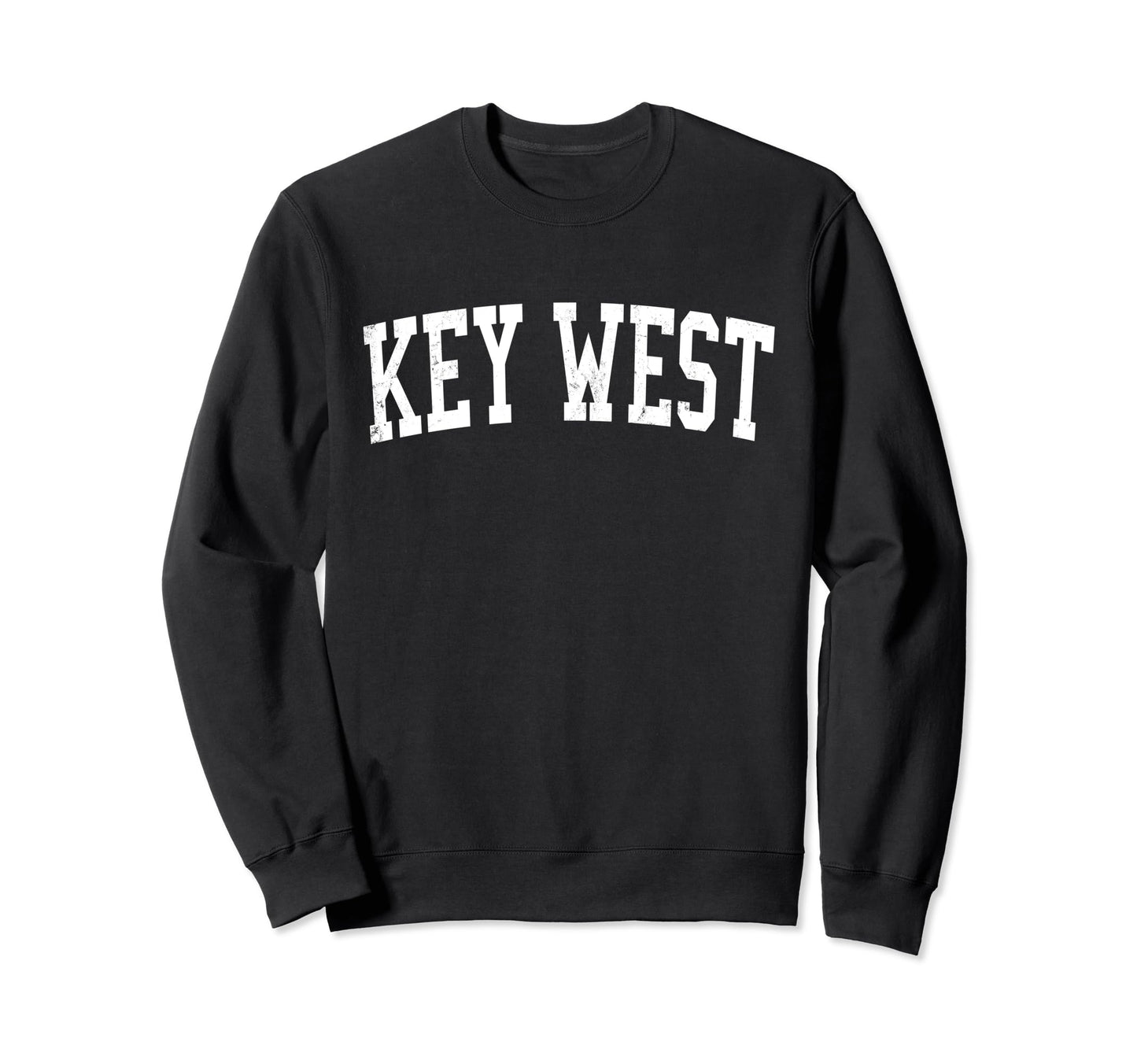Key West Fl Distressed White Varsity Sweatshirt - Graphic Print Unisex - T-Shirt, Sweatshirt, Hoodie