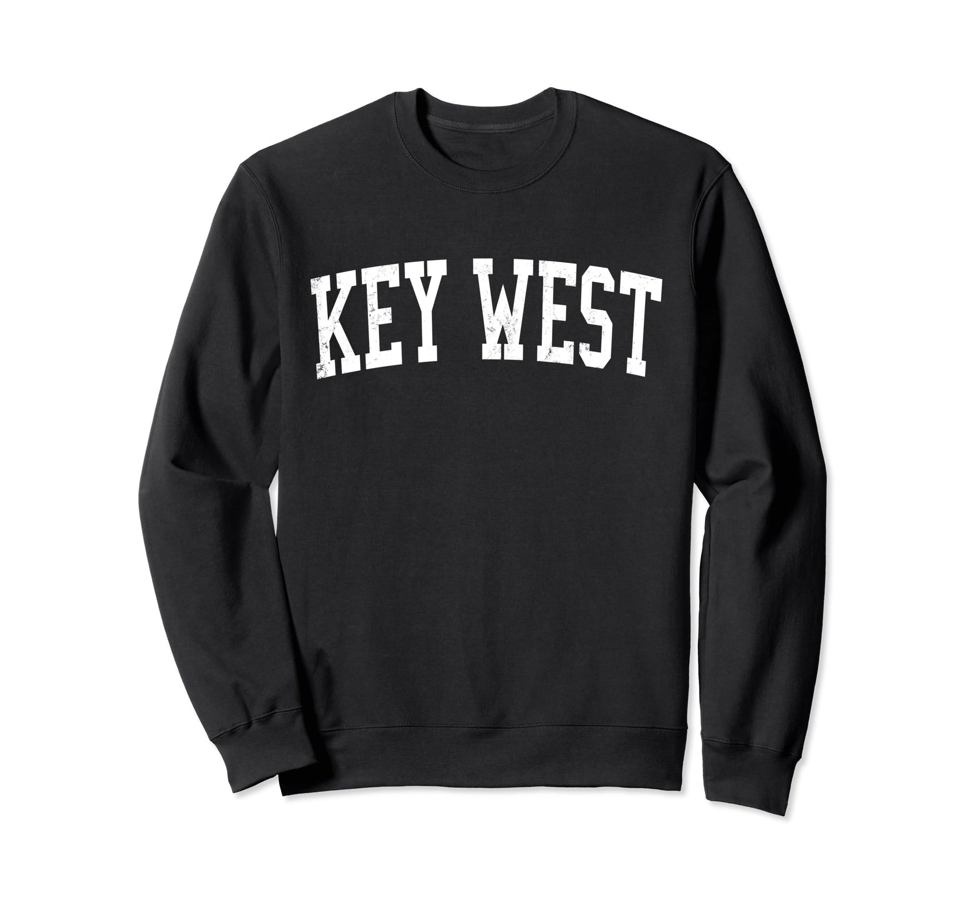 Key West Fl Distressed White Varsity Sweatshirt - Graphic Print Unisex - T-Shirt, Sweatshirt, Hoodie