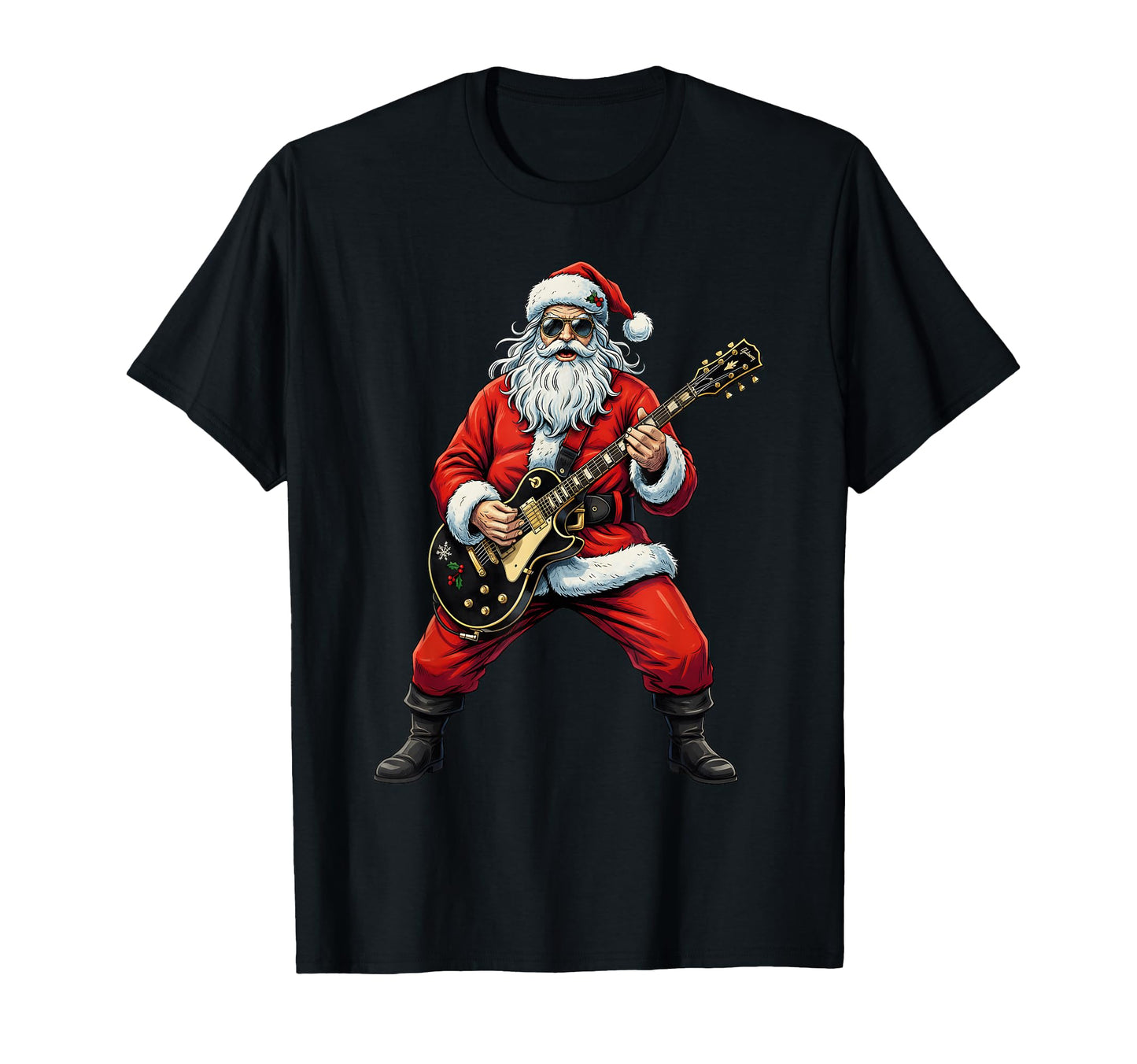 Santa Playing Guitar Rock Music T-Shirt - Minimalist Print for Adults - T-Shirt, Sweatshirt, Hoodie