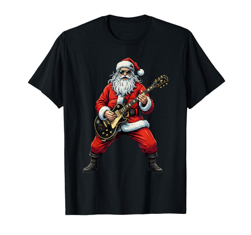Santa Playing Guitar Rock Music T-Shirt - Minimalist Print for Adults - T-Shirt, Sweatshirt, Hoodie