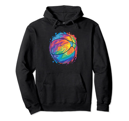 Basketball Rainbow Tie Dye Basketball Hoodie - Streetwear Style Unisex - T-Shirt, Sweatshirt, Hoodie