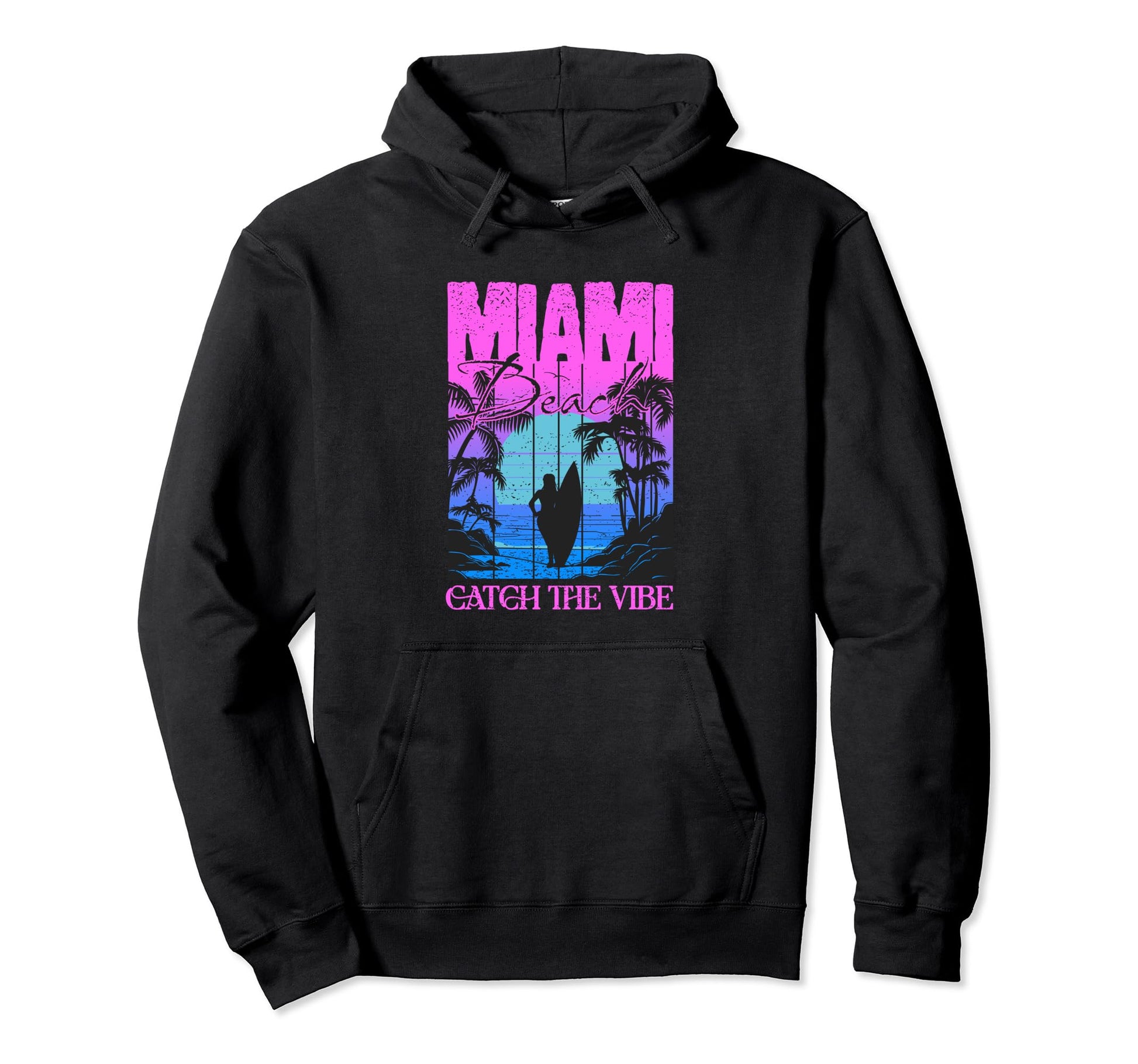 Miami Beach Souvenir Sunset Hoodie - Fun Novelty Design Men Women - T-Shirt, Sweatshirt, Hoodie