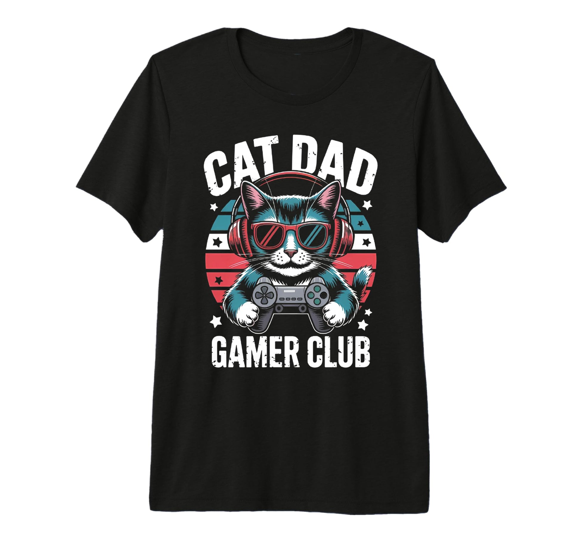Funny Cat Dad Gamer Club Him Video T-Shirt - Novelty Apparel Men Women - T-Shirt, Sweatshirt, Hoodie
