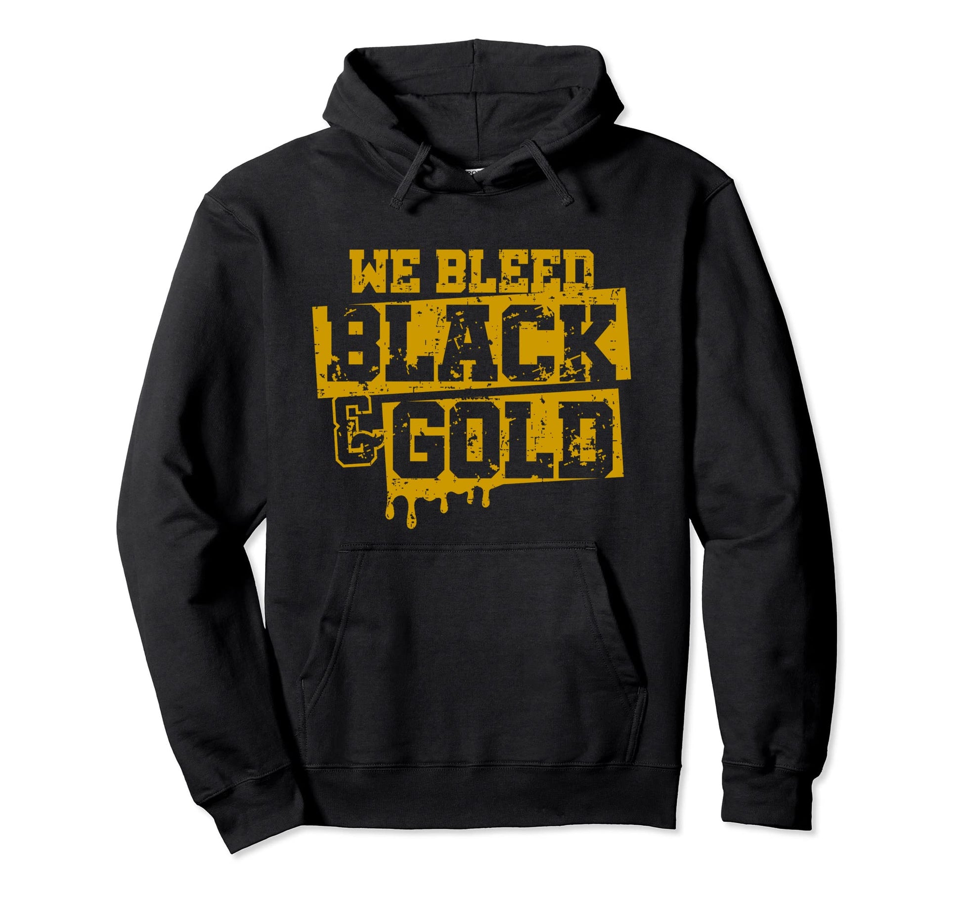 We Bleed Black Gold Game Day Group Hoodie - Trendy Graphic Men Women - T-Shirt, Sweatshirt, Hoodie