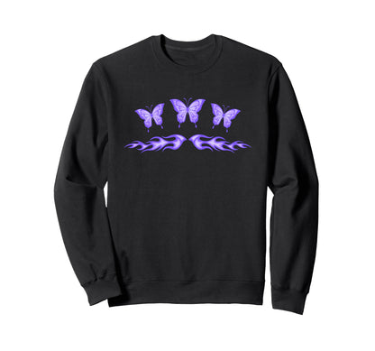Fairycore Purple Butterfly Tattoo Sweatshirt - Casual Everyday Wear Unisex - T-Shirt, Sweatshirt, Hoodie