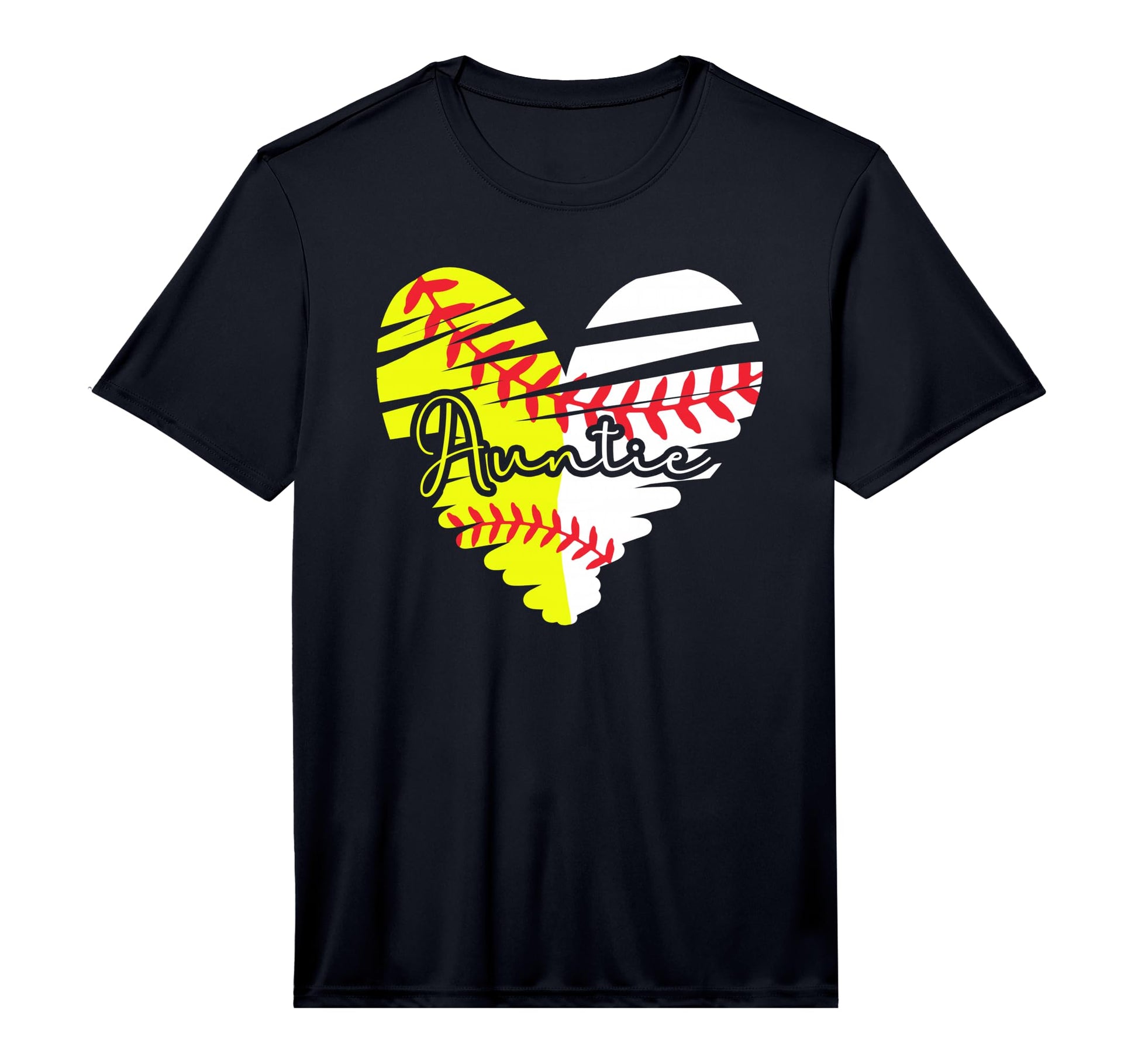 Mens Baseball Softball Auntie Heart T-Shirt - Graphic Print for Adults - T-Shirt, Sweatshirt, Hoodie
