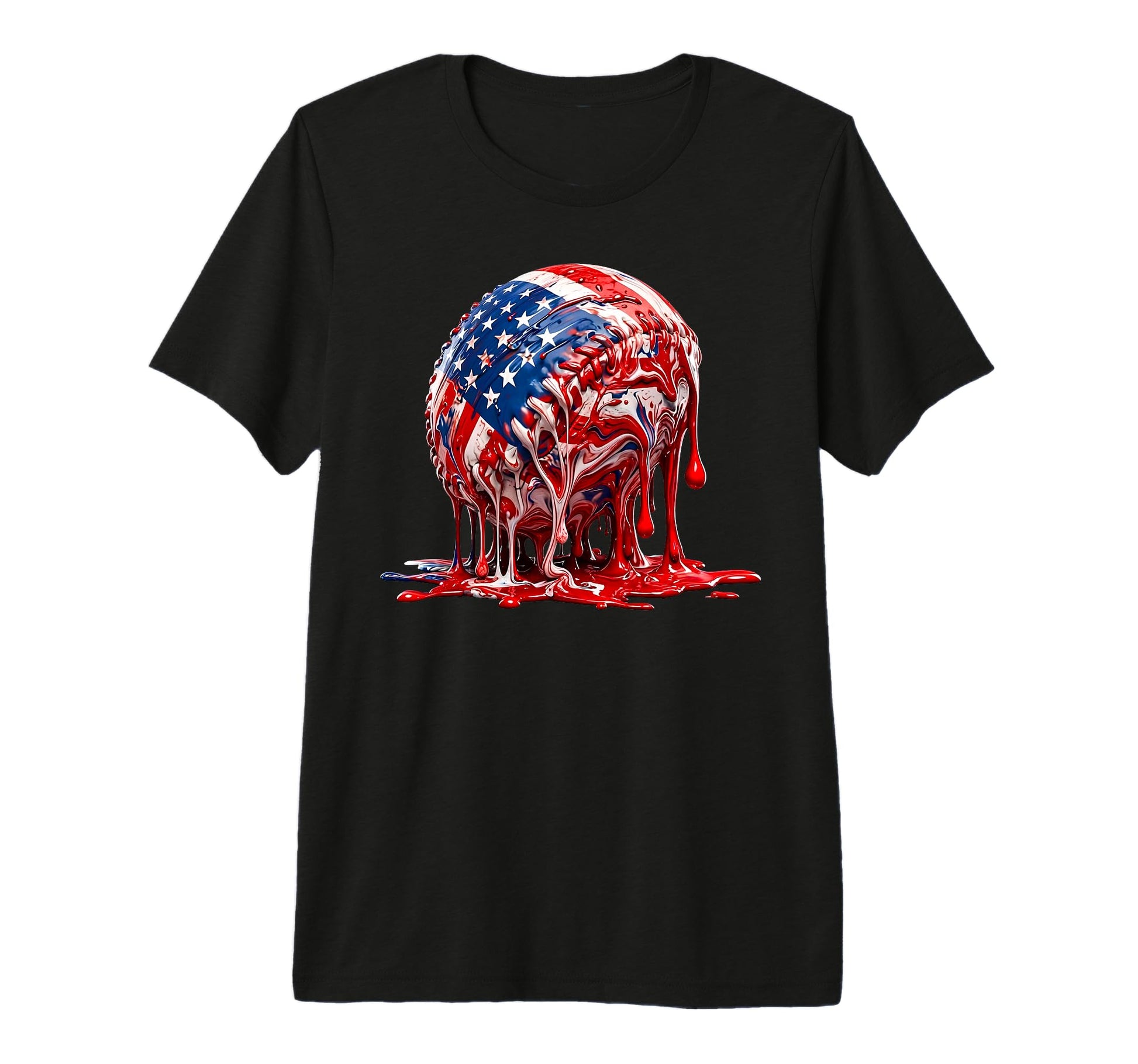 4Th July Baseball Melting Usa Flag T-Shirt - Aesthetic Graphic Men Women - T-Shirt, Sweatshirt, Hoodie