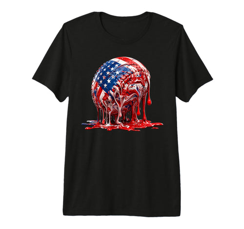 4Th July Baseball Melting Usa Flag T-Shirt - Aesthetic Graphic Men Women - T-Shirt, Sweatshirt, Hoodie