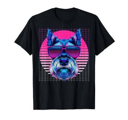 Schnauzer Sunglasses Dog Vaporwave T-Shirt - Unique Graphic for Adults - T-Shirt, Sweatshirt, Hoodie