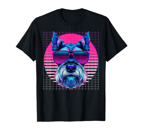 Schnauzer Sunglasses Dog Vaporwave T-Shirt - Unique Graphic for Adults - T-Shirt, Sweatshirt, Hoodie