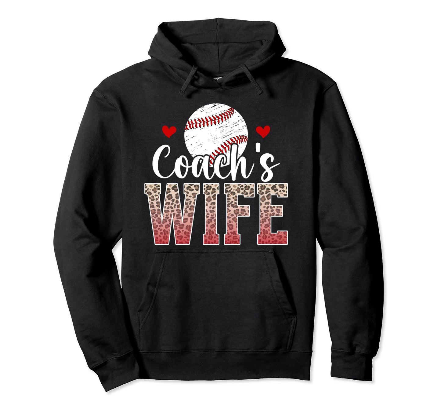 Baseball Coachs Wife Leopard Wife Baseball Hoodie - Graphic Print Unisex - T-Shirt, Sweatshirt, Hoodie