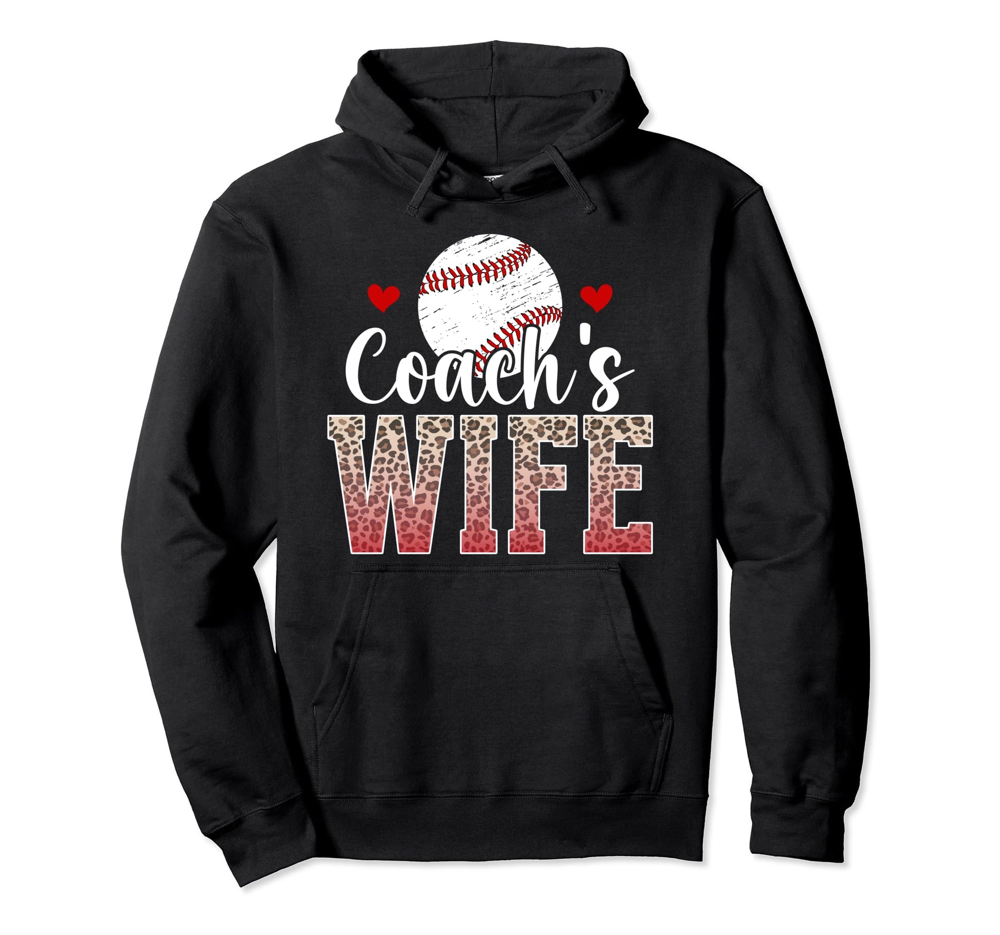 Baseball Coachs Wife Leopard Wife Baseball Hoodie - Graphic Print Unisex - T-Shirt, Sweatshirt, Hoodie