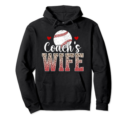 Baseball Coachs Wife Leopard Wife Baseball Hoodie - Graphic Print Unisex - T-Shirt, Sweatshirt, Hoodie