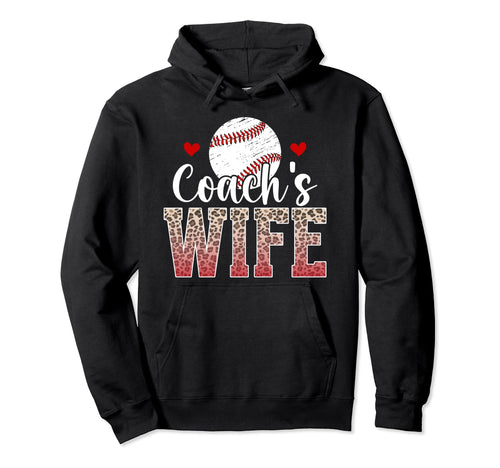 Baseball Coachs Wife Leopard Wife Baseball Hoodie - Graphic Print Unisex - T-Shirt, Sweatshirt, Hoodie