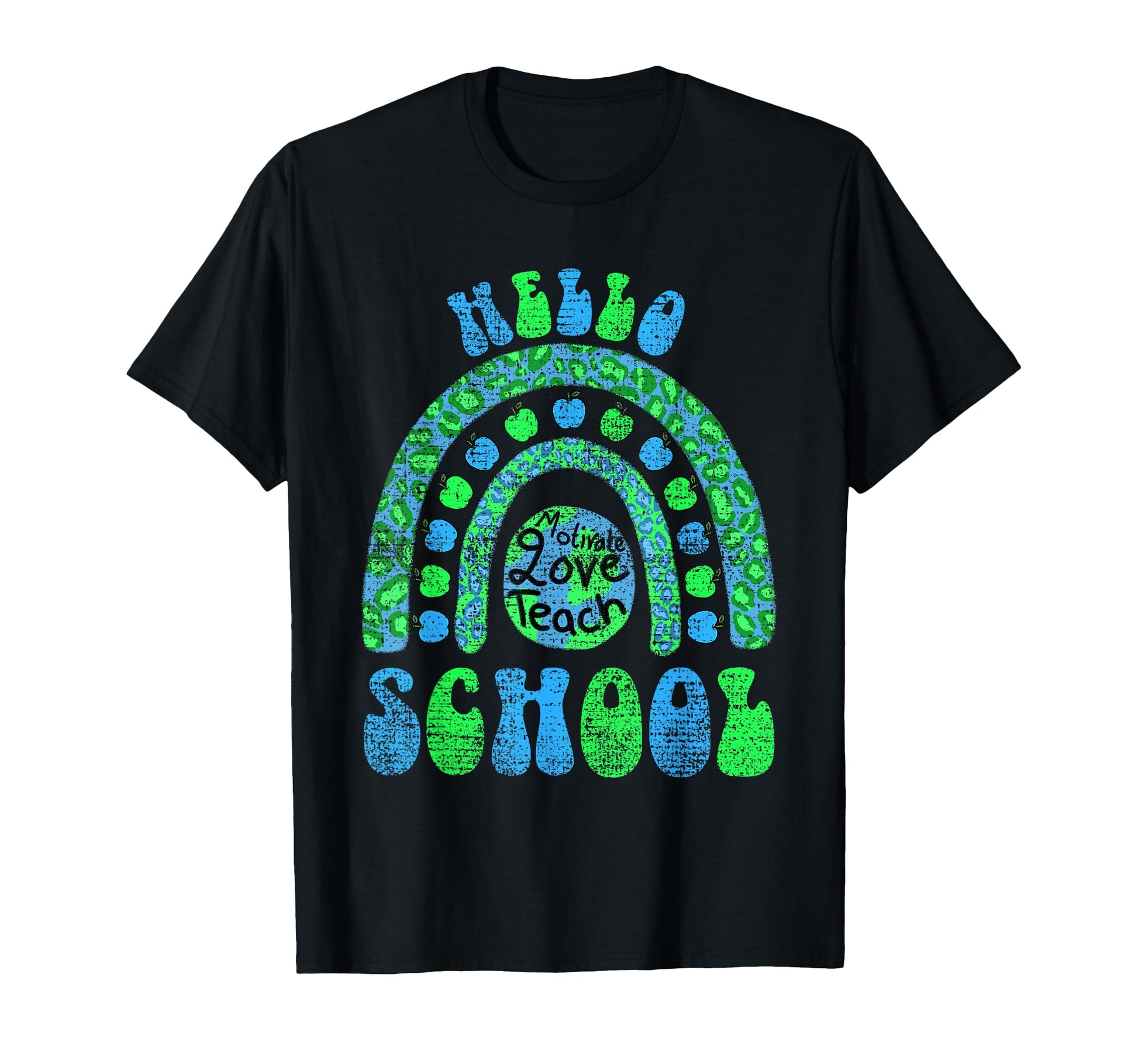 Hello School Earth Leopard Rainbow T-Shirt - Fun Novelty Design Unisex - T-Shirt, Sweatshirt, Hoodie