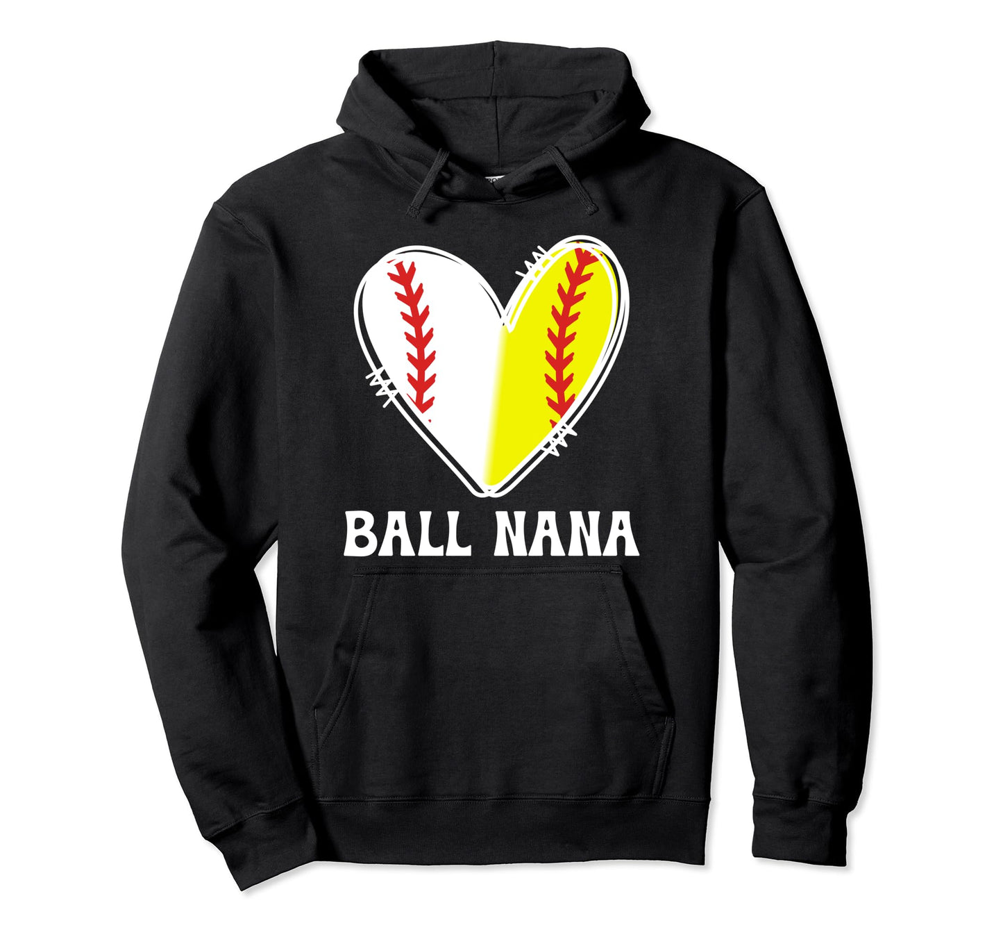 Ball Nana Heart Baseball Softball Nana Hoodie - Custom Art Print Unisex - T-Shirt, Sweatshirt, Hoodie