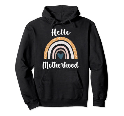 Hello Motherhood Pregnancy Rainbow Hoodie - Unique Graphic for Adults - T-Shirt, Sweatshirt, Hoodie