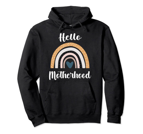 Hello Motherhood Pregnancy Rainbow Hoodie - Unique Graphic for Adults - T-Shirt, Sweatshirt, Hoodie