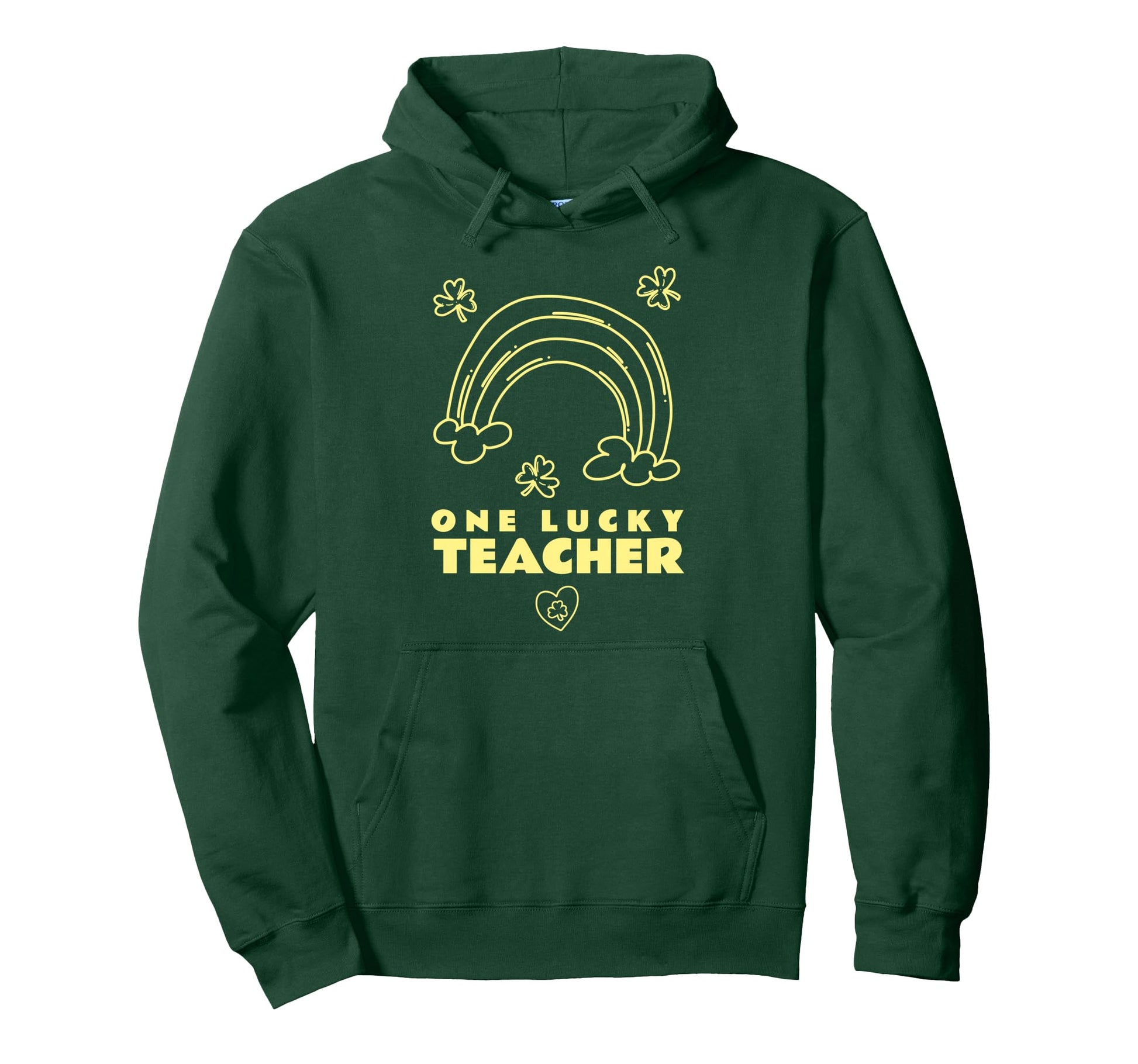 One Lucky Teacher Shamrock Clover Rainbow Hoodie - Unique Graphic Unisex - T-Shirt, Sweatshirt, Hoodie