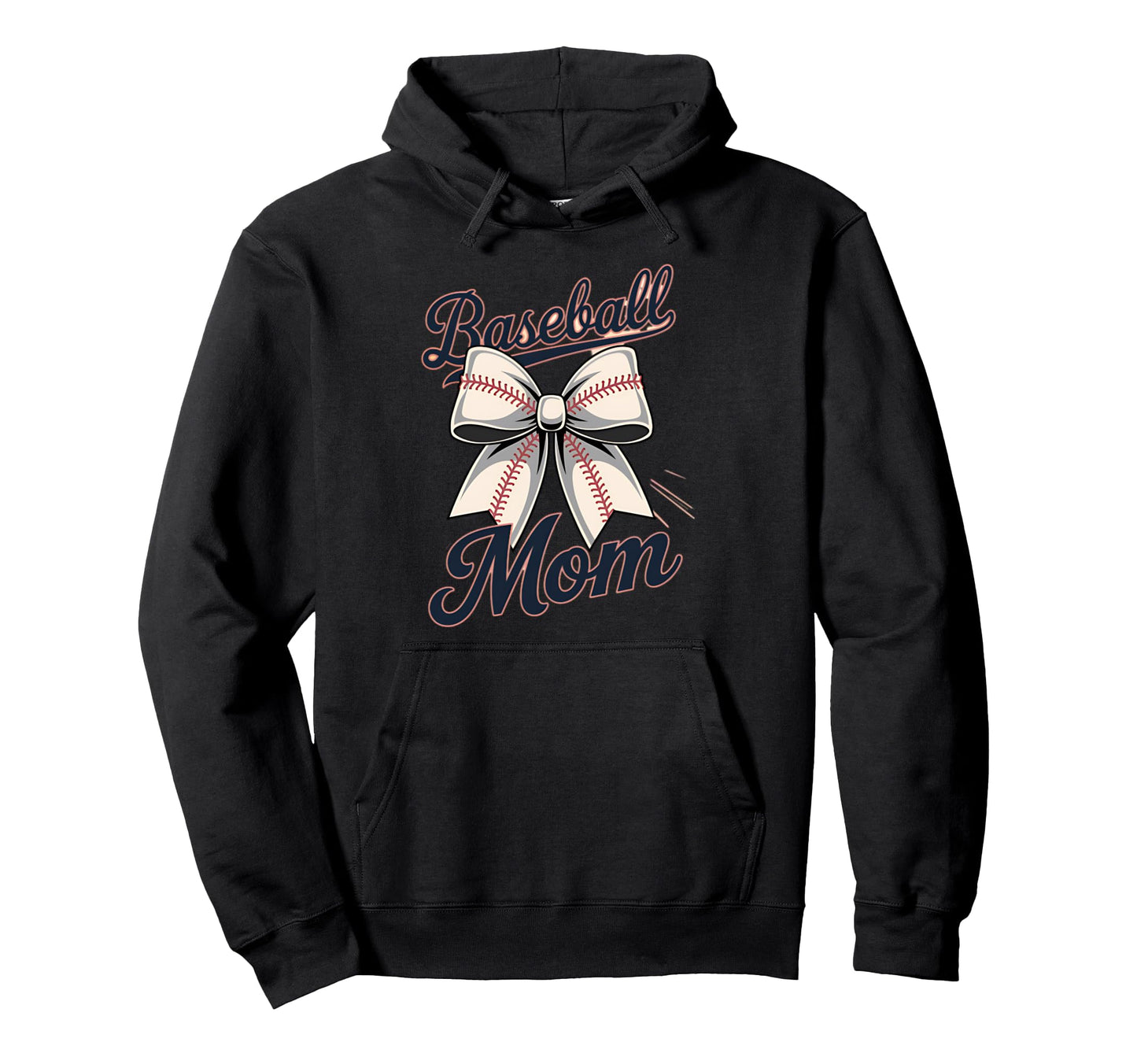 Baseball Mom Coquette Bow Hoodie - Minimalist Print for Adults - T-Shirt, Sweatshirt, Hoodie