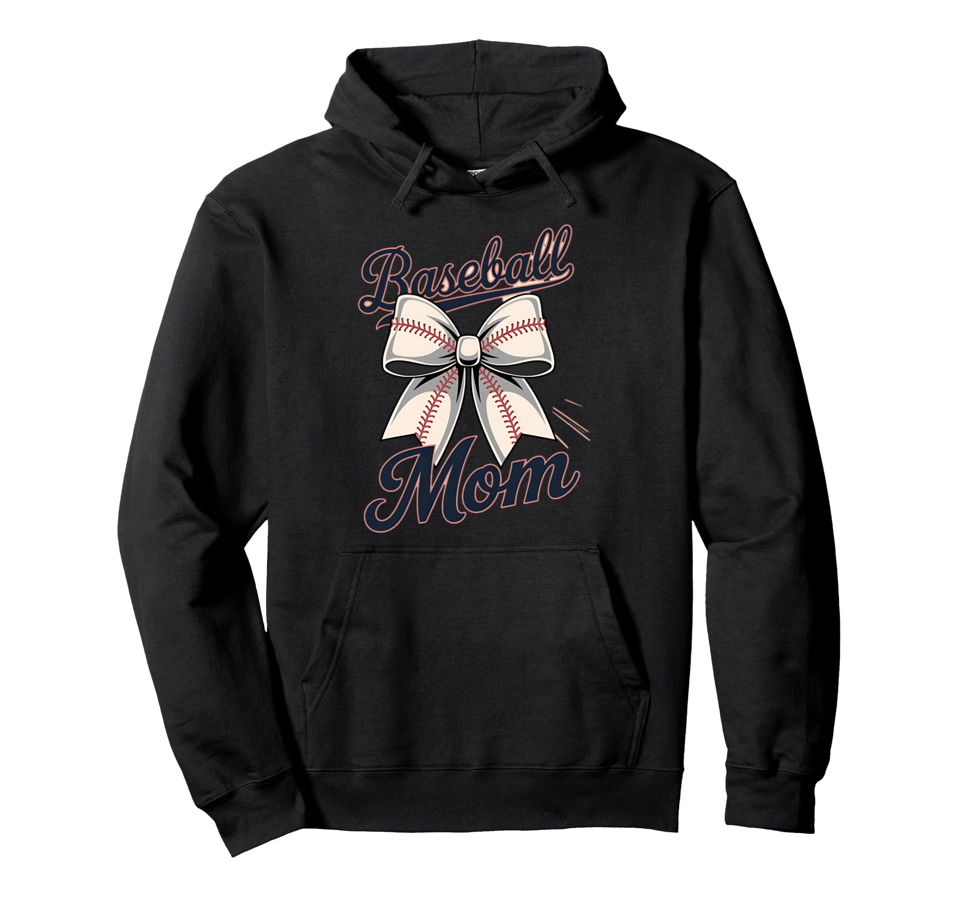 Baseball Mom Coquette Bow Hoodie - Minimalist Print for Adults - T-Shirt, Sweatshirt, Hoodie