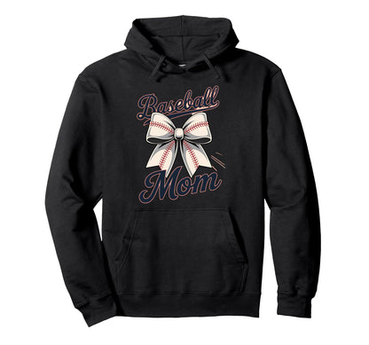 Baseball Mom Coquette Bow Hoodie - Minimalist Print for Adults - T-Shirt, Sweatshirt, Hoodie