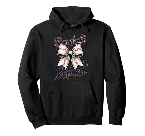 Baseball Mom Coquette Bow Hoodie - Minimalist Print for Adults - T-Shirt, Sweatshirt, Hoodie