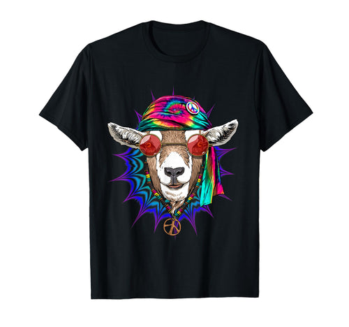 Tie Dye Hippie Goat Hippiness Peace T-Shirt - Aesthetic Graphic for Adults - T-Shirt, Sweatshirt, Hoodie