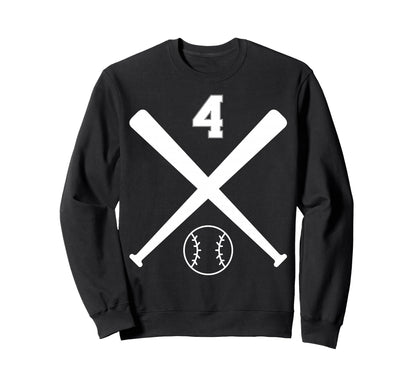 Baseball Softball Number 4 Sweatshirt - Minimalist Print Men Women - T-Shirt, Sweatshirt, Hoodie