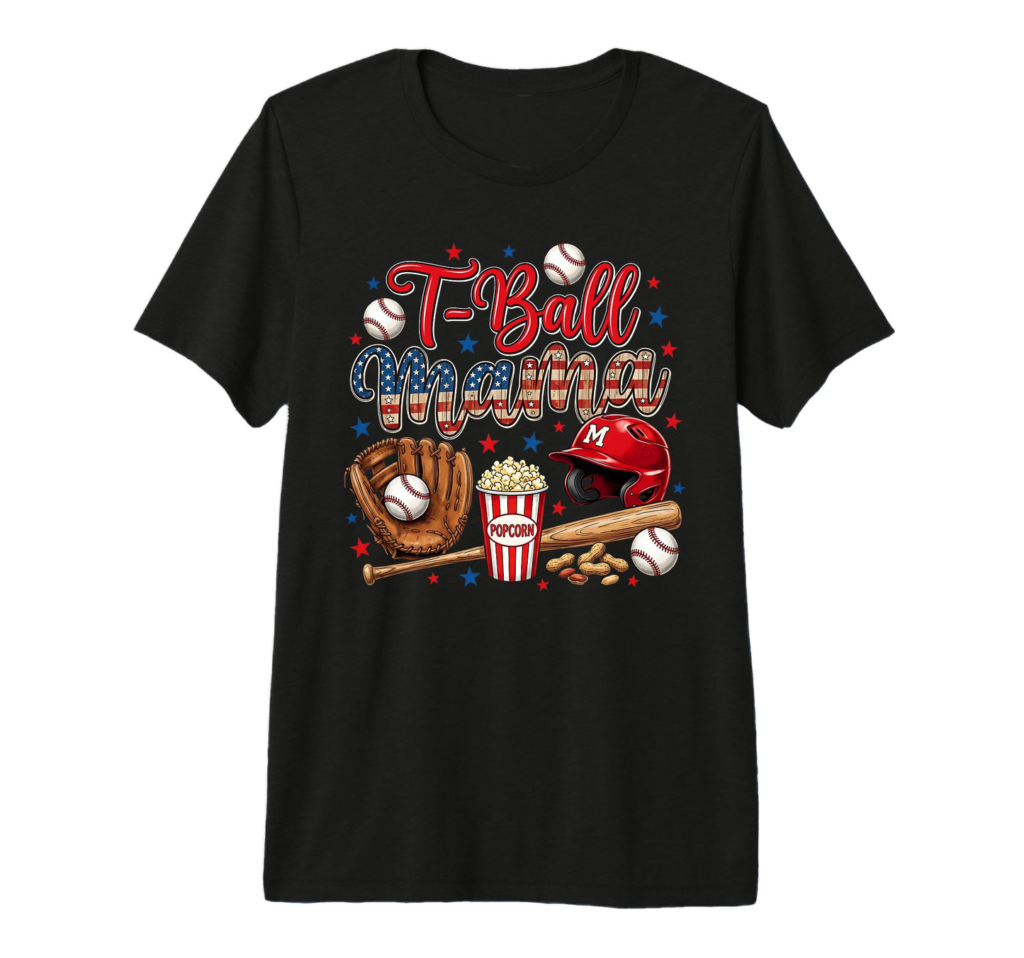 Tball Mama Funny Baseball Mom Popcorn T-Shirt - Minimalist Print Men Women - T-Shirt, Sweatshirt, Hoodie