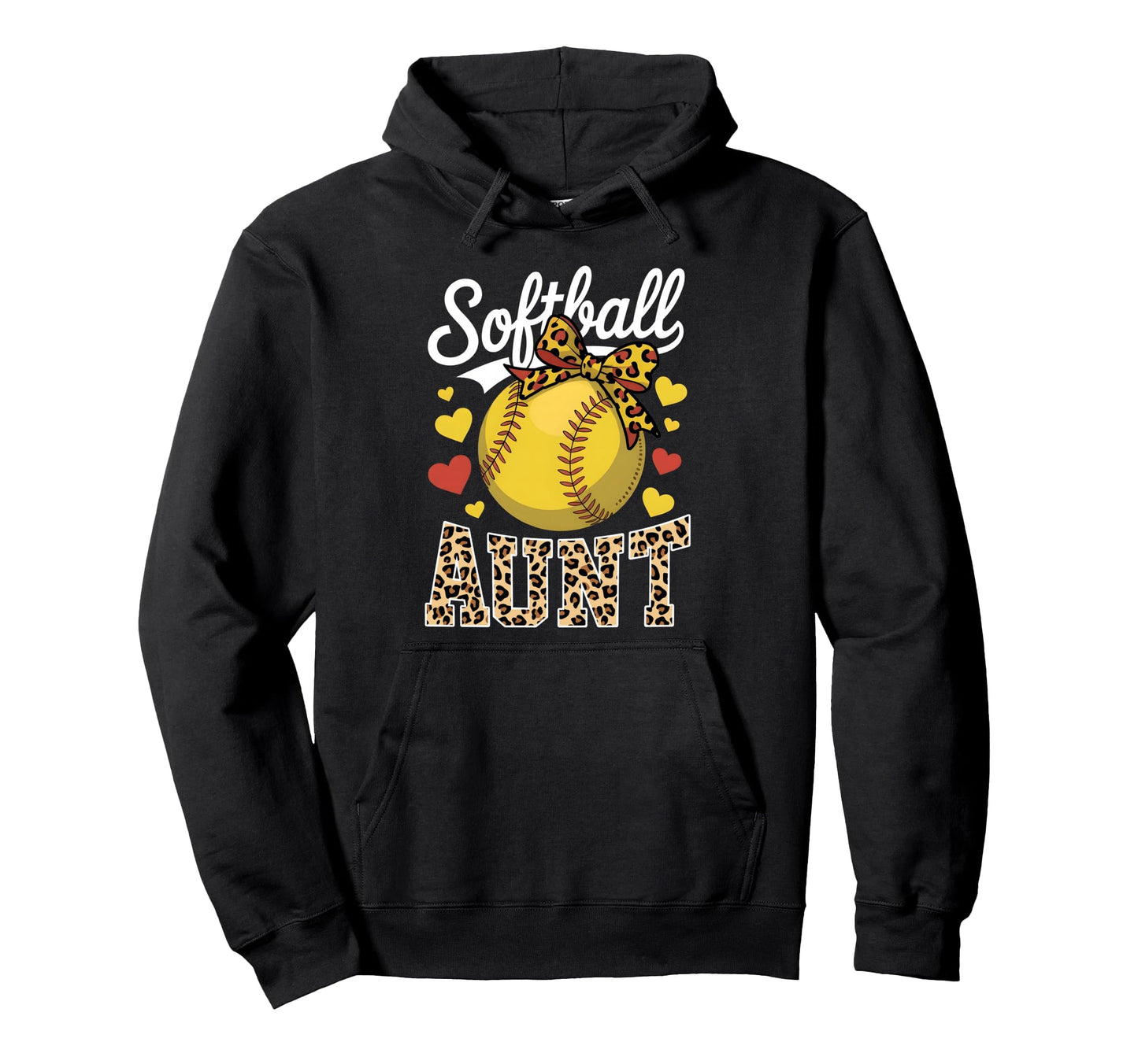 Softball Aunt Headband Leopard Mothers Day Hoodie - Minimalist Print Unisex - T-Shirt, Sweatshirt, Hoodie