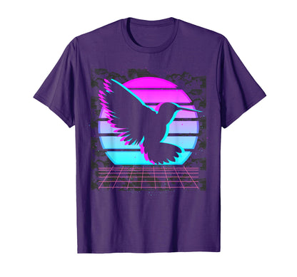 Animal Hummingbird 80S Art Synthwave Bird T-Shirt - Graphic Print Unisex - T-Shirt, Sweatshirt, Hoodie