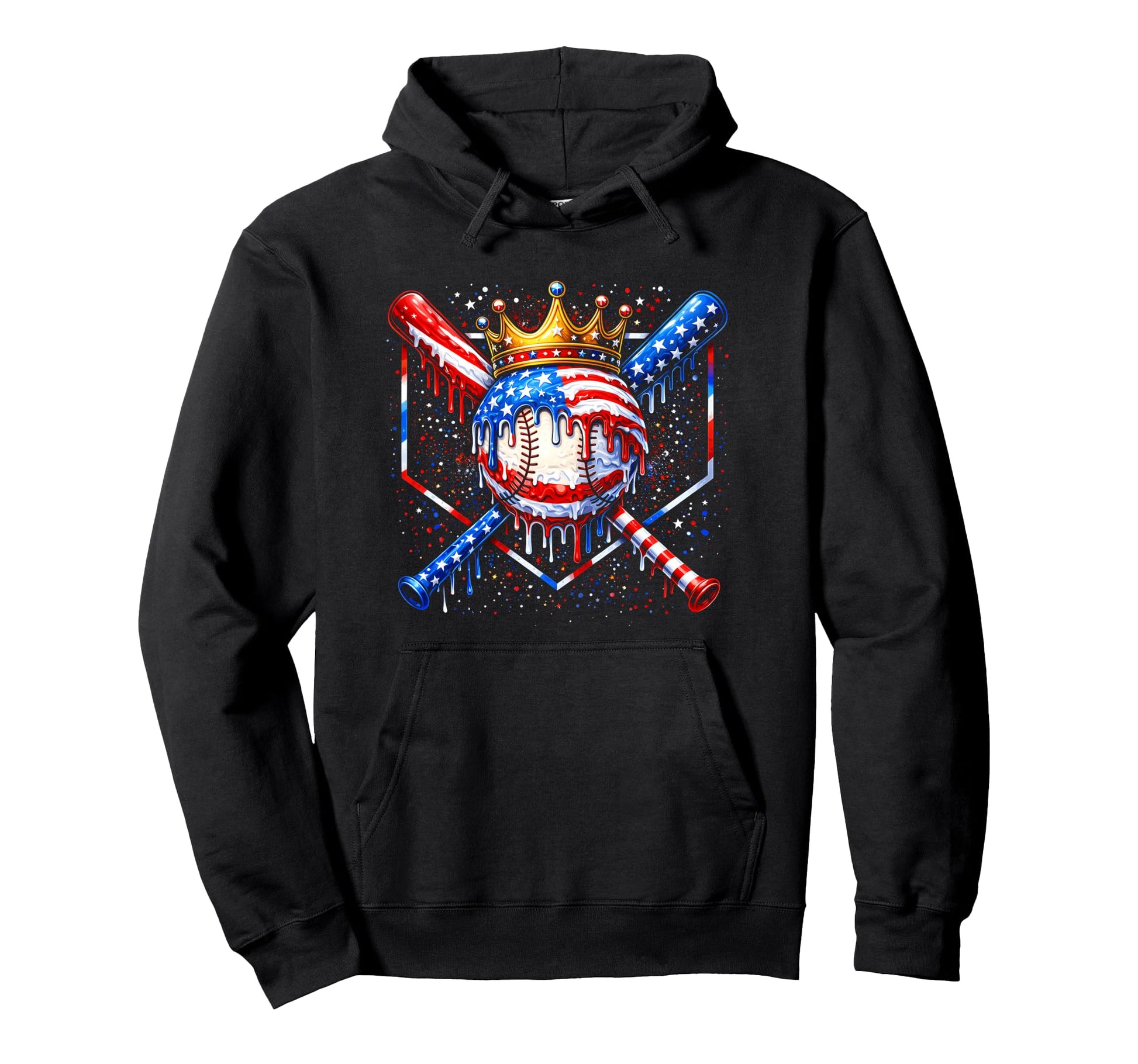 Dripping Baseball Drip 4Th July Ice Hoodie - Custom Art Print Men Women - T-Shirt, Sweatshirt, Hoodie