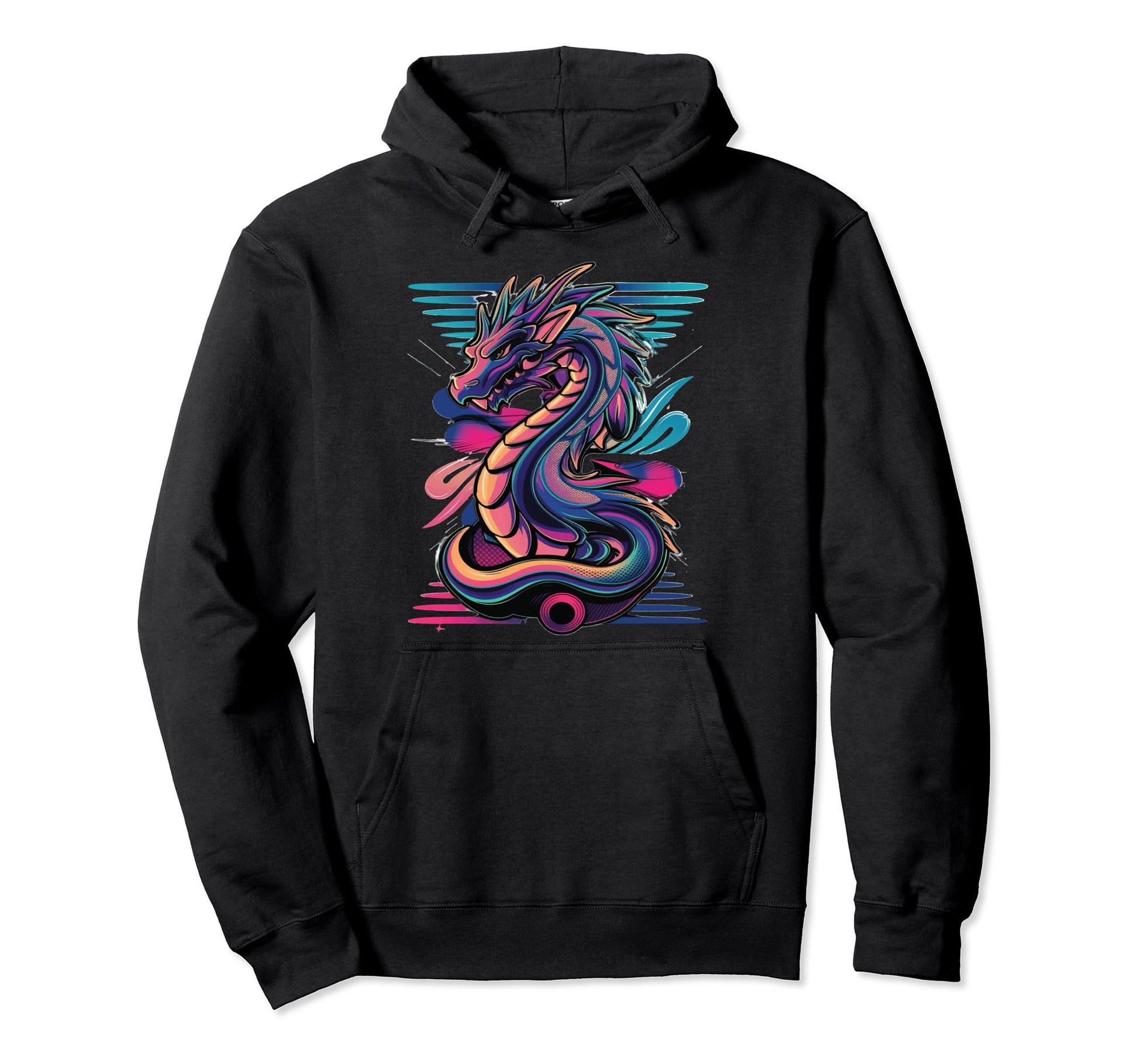 Vaporwave Dragon Aesthetic Synthwave Hoodie - Minimalist Print Men Women - T-Shirt, Sweatshirt, Hoodie