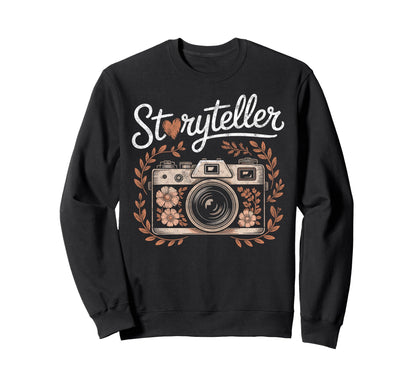Photo Camera Flowers Sweatshirt - Fun Novelty Design for Adults - T-Shirt, Sweatshirt, Hoodie