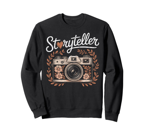 Photo Camera Flowers Sweatshirt - Fun Novelty Design for Adults - T-Shirt, Sweatshirt, Hoodie