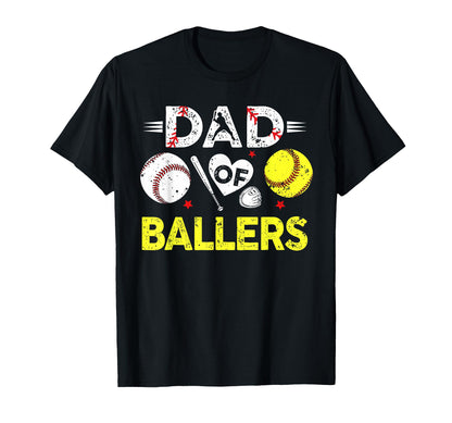 Dad Ballers Funny Baseball Softball Dad T-Shirt - Graphic Print for Adults - T-Shirt, Sweatshirt, Hoodie