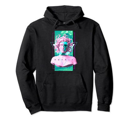 Vaporwave Medusa Statue Xray Skull Hoodie - Streetwear Style Men Women - T-Shirt, Sweatshirt, Hoodie