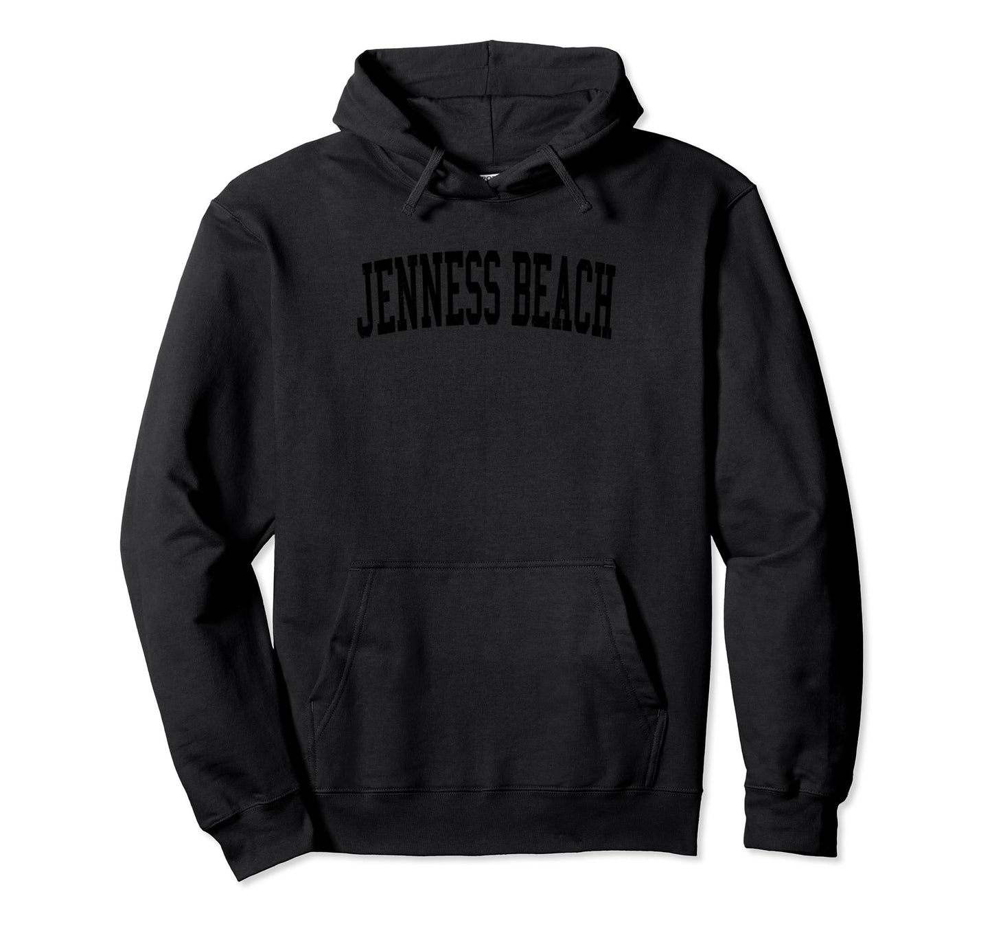 Jenness Beach Distressed Black Varsity Hoodie - Unique Graphic Unisex - T-Shirt, Sweatshirt, Hoodie