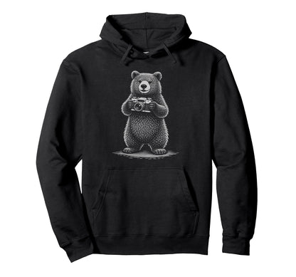 Bear Photographer Camera Photography Hoodie - Fun Novelty Design Unisex - T-Shirt, Sweatshirt, Hoodie