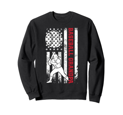 Baseball Grandpa Us Flag Baseball Sweatshirt - Custom Art Print Unisex - T-Shirt, Sweatshirt, Hoodie