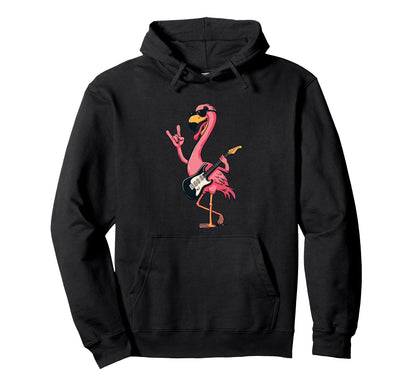 Flamingo Guitar Player Rock Music Hoodie - Unique Graphic for Adults - T-Shirt, Sweatshirt, Hoodie