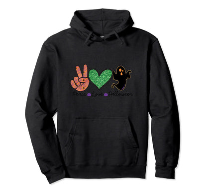 Peace Love Halloween Hoodie - Aesthetic Graphic Men Women - T-Shirt, Sweatshirt, Hoodie