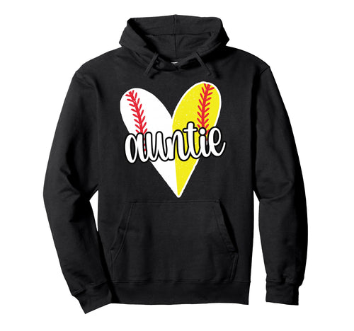 Baller Auntie Proud Softball Baseball Hoodie - Unique Graphic Men Women - T-Shirt, Sweatshirt, Hoodie