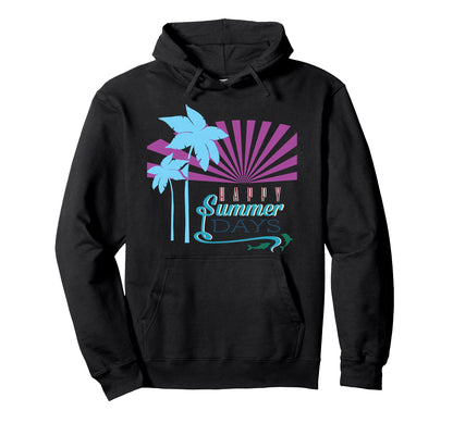 Happy Summer Days Dolphins Vaporwave Hoodie - Custom Art Print for Adults - T-Shirt, Sweatshirt, Hoodie