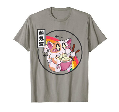 Cat Ramen Noodles Kawaii Rainbow Anime T-Shirt - Minimalist Print Unisex - T-Shirt, Sweatshirt, Hoodie