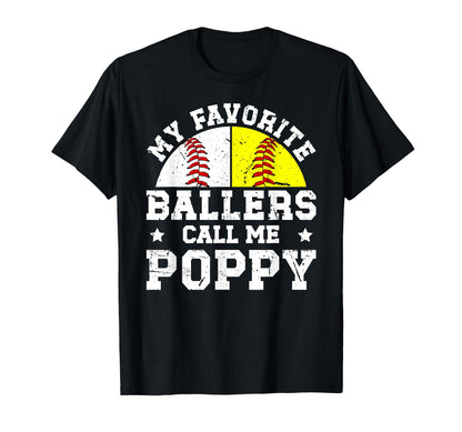 My Favorite Ballers Call Me Poppy T-Shirt - Graphic Print for Adults - T-Shirt, Sweatshirt, Hoodie