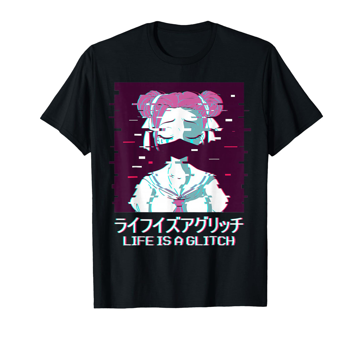 Life Is Glitch Geisha Anime T-Shirt - Streetwear Style for Adults - T-Shirt, Sweatshirt, Hoodie